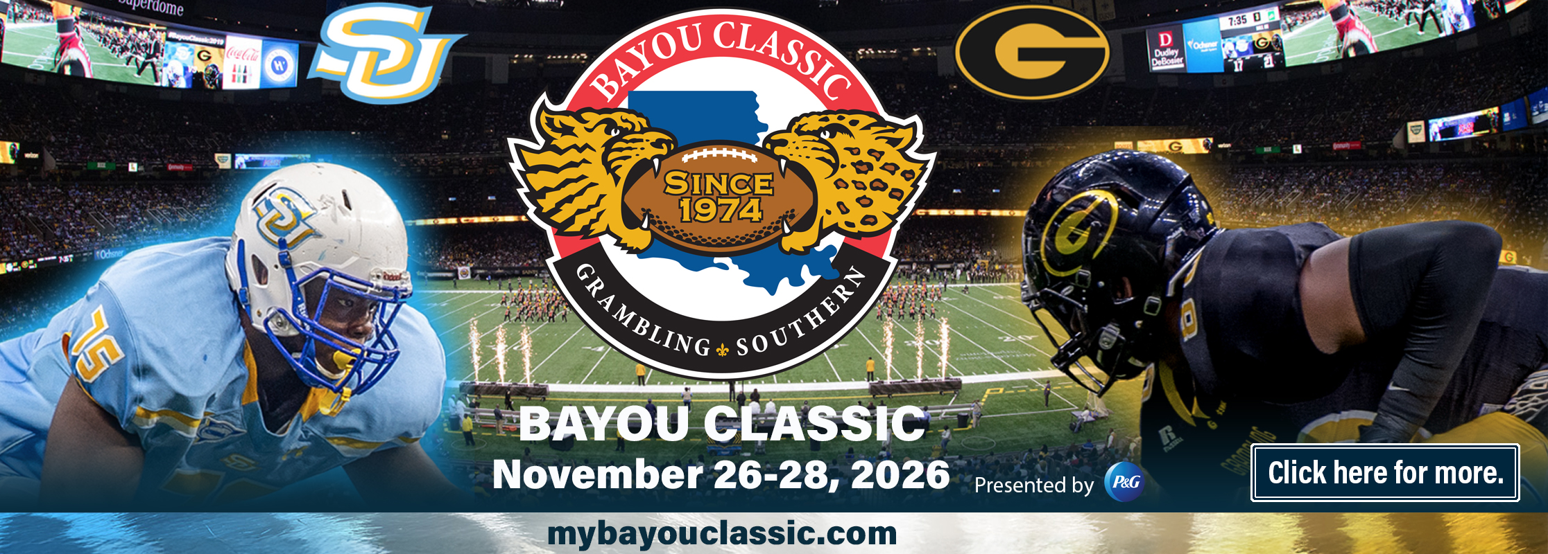 Bayou Classic promotional image with website